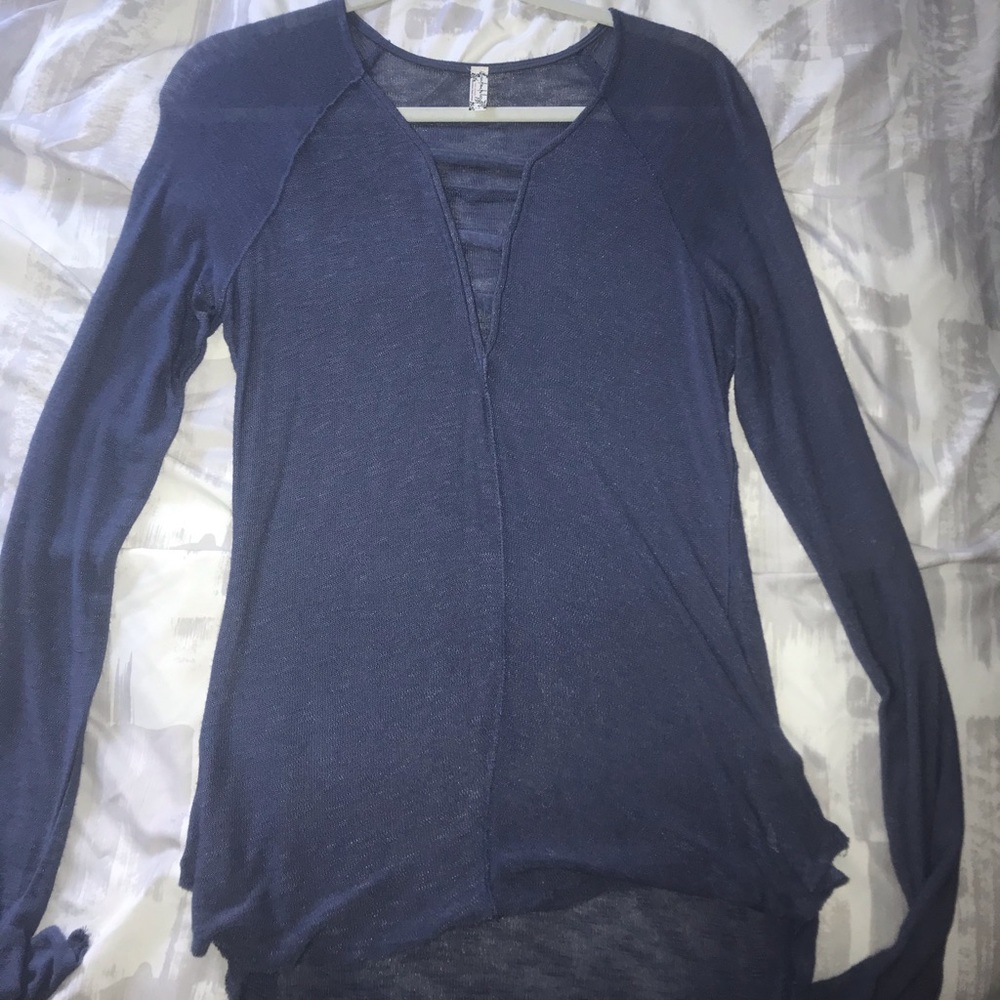 Free People blue knit top